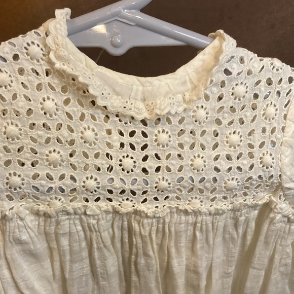 Vintage cream long christening linen gown with extra fabric in the hem.  Box A - Picture 3 of 6